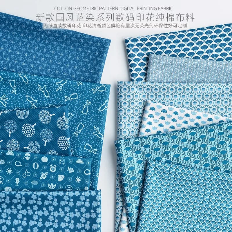 140x50 cm 20s Abbigliamento pastorale Tessuto di puro cotone, per pantaloni gonna Bambini Fatti a mano Tea Art Indigo Tintura Panno da cucito