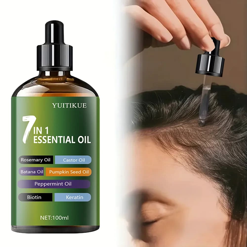 YUITIKUE Trattamento per capelli 7 in 1 con oli essenziali infusi con rosmarino, batana e biotina per capelli sani 100ml