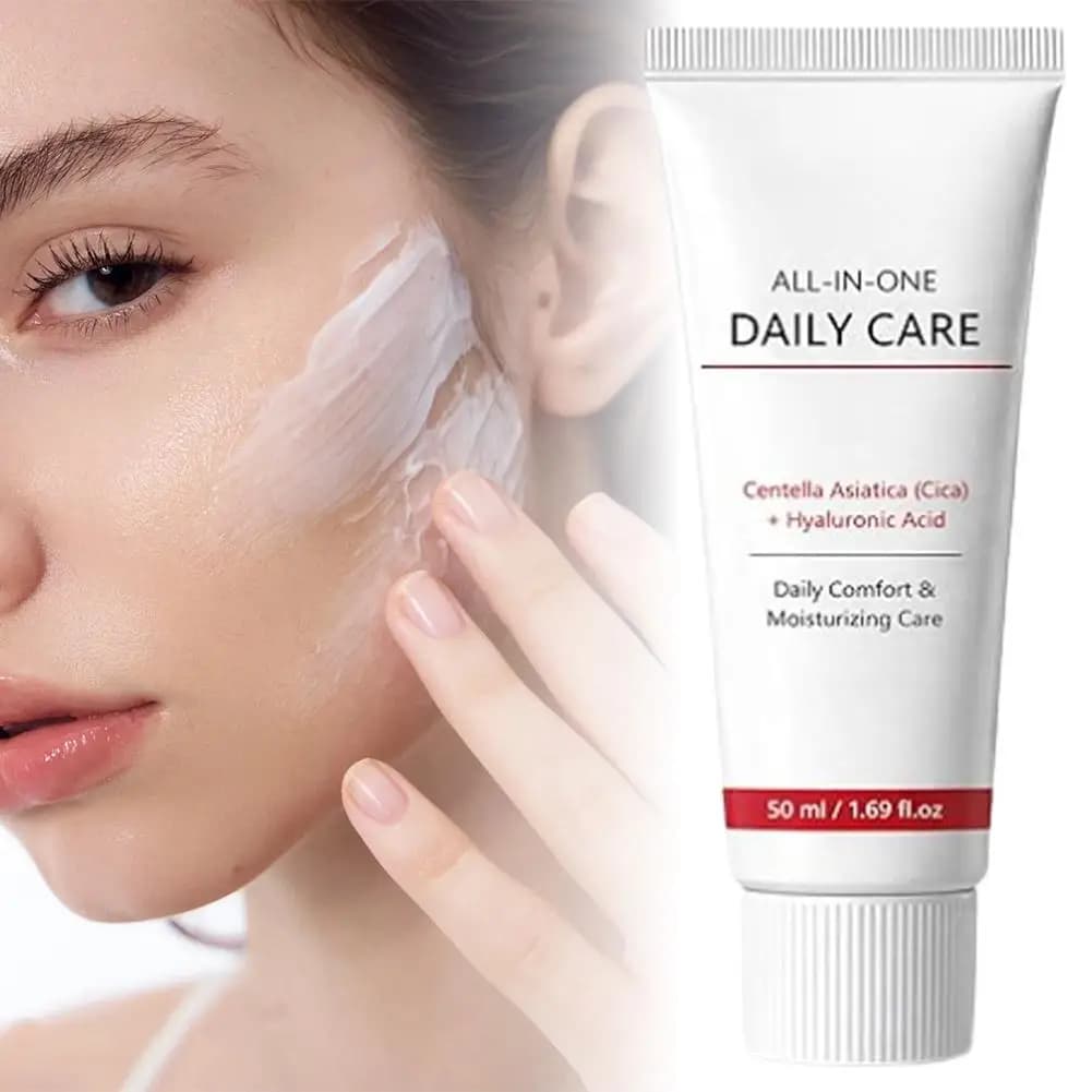 Crema Lenitiva Viso alla Centella Asiatica, Idratante a Rapido Assorbimento e Nutriente per la Cura della Pelle 50ml