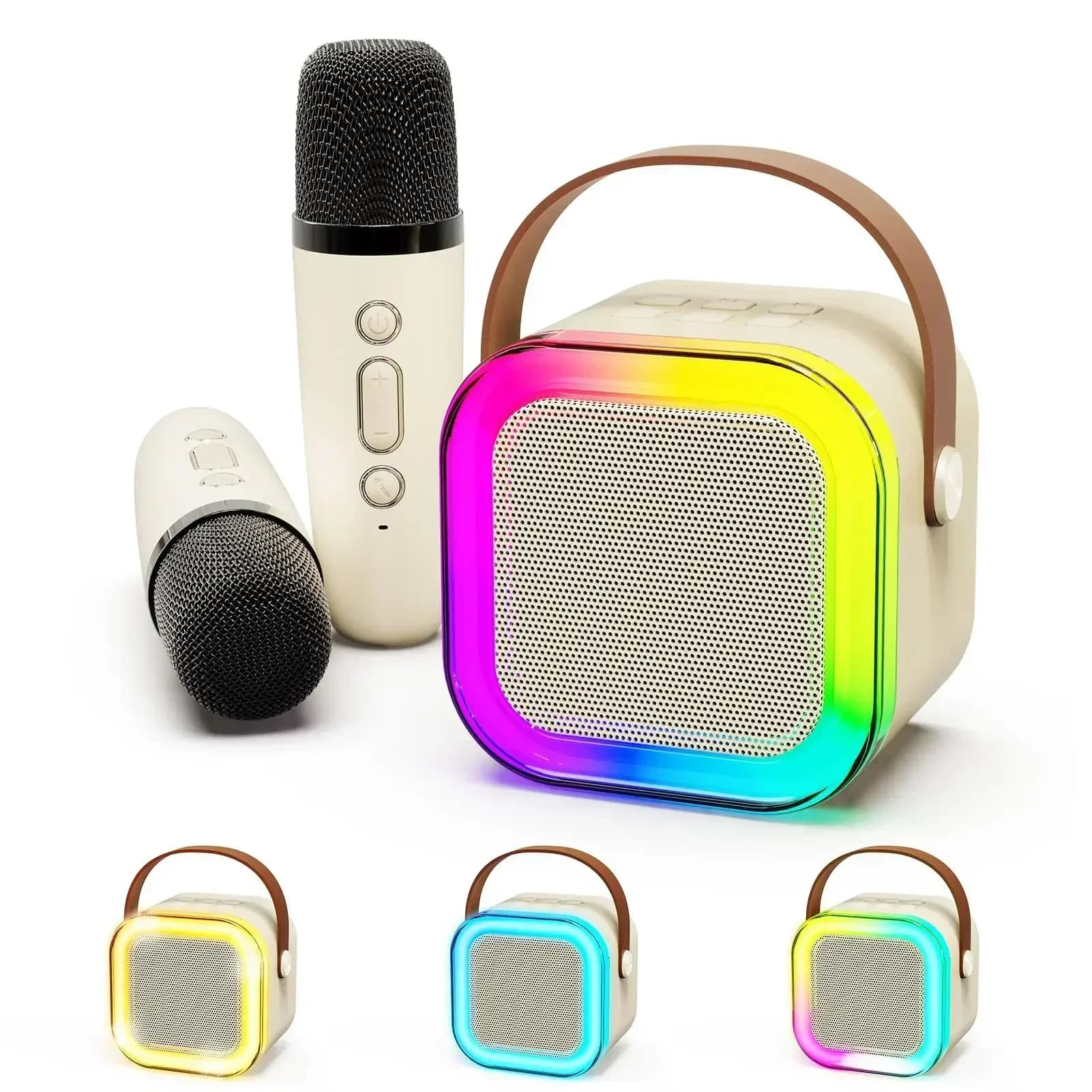 Sistema Karaoke Portatile Bluetooth 5.3 per Famiglia con 2 Microfoni Wireless per Canto Domestico