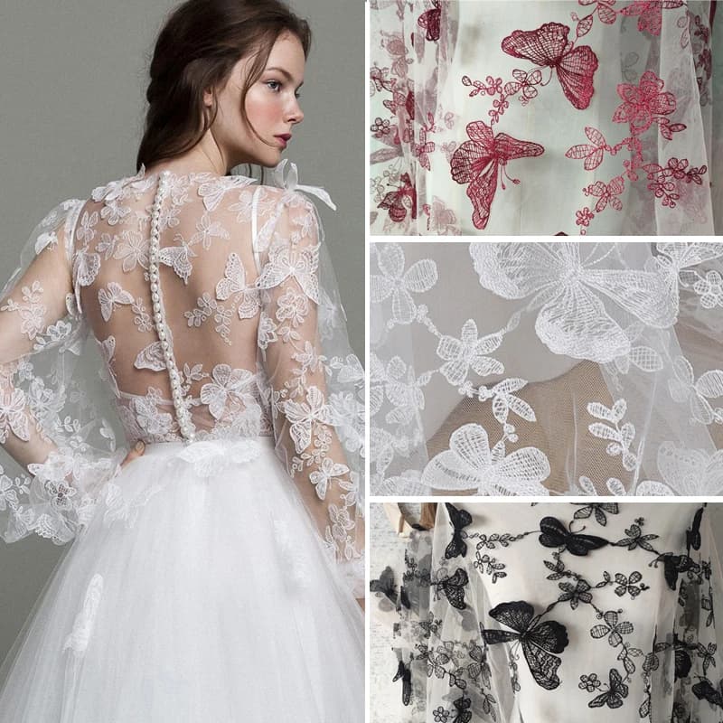150cm wide Thin Mesh Lace Fabric Butterfly Decoration Lace Cloth Curtain/ Clothes/Dress/Home Decoration Accessory SC350