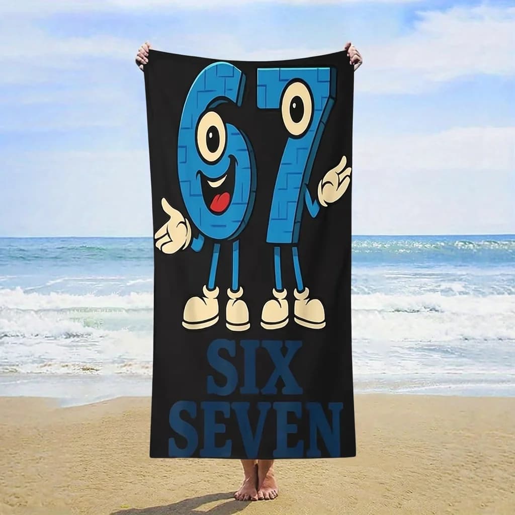 1 Pezzo Asciugamano da Spiaggia con Numero 67, Puzzle Matematico Italiano, Super Assorbente e Leggero, Ideale per Adulti, Piscina, Viaggi, Vacanze al Mare, Bagno