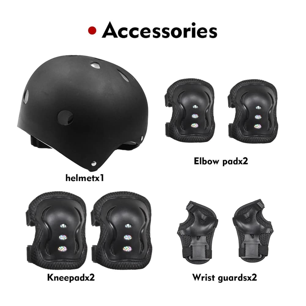 7-piece children's bike helmet for girls and boys with wrist protection, knee pads and elbows, adjustable protective equipment for baby skating