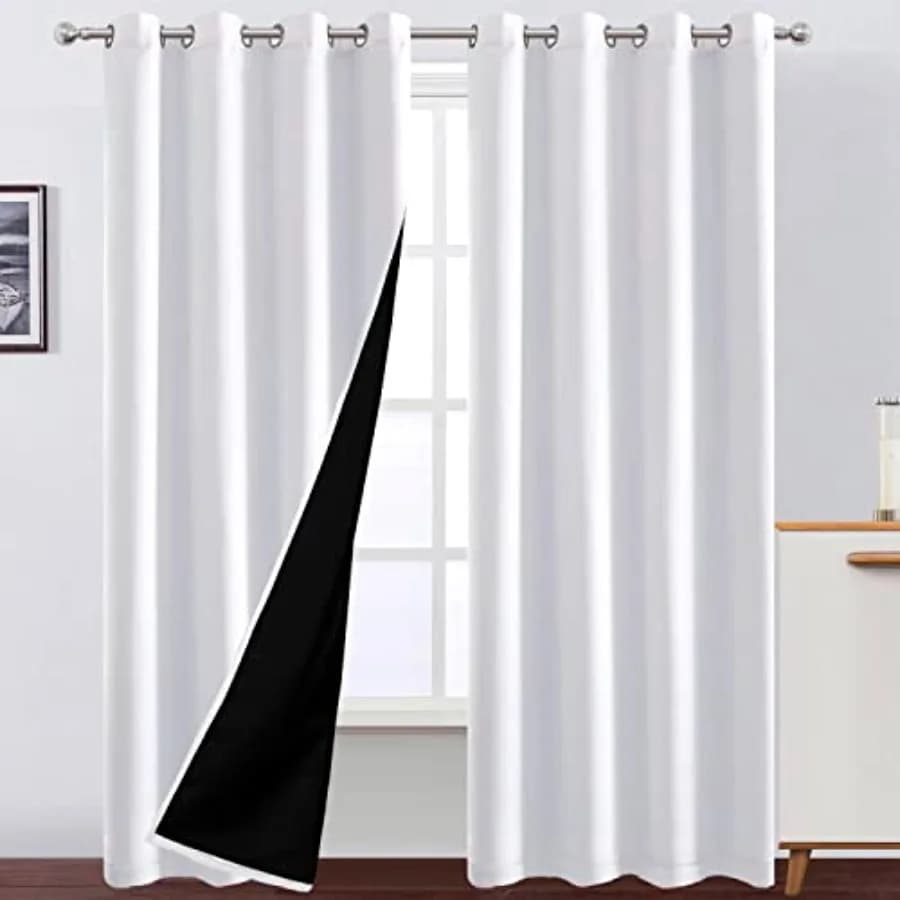 100% out Curtains 52 x 84 Inch Long Thermal Insulated Curtains with Liner Set of 2 Panels for Nursery Room