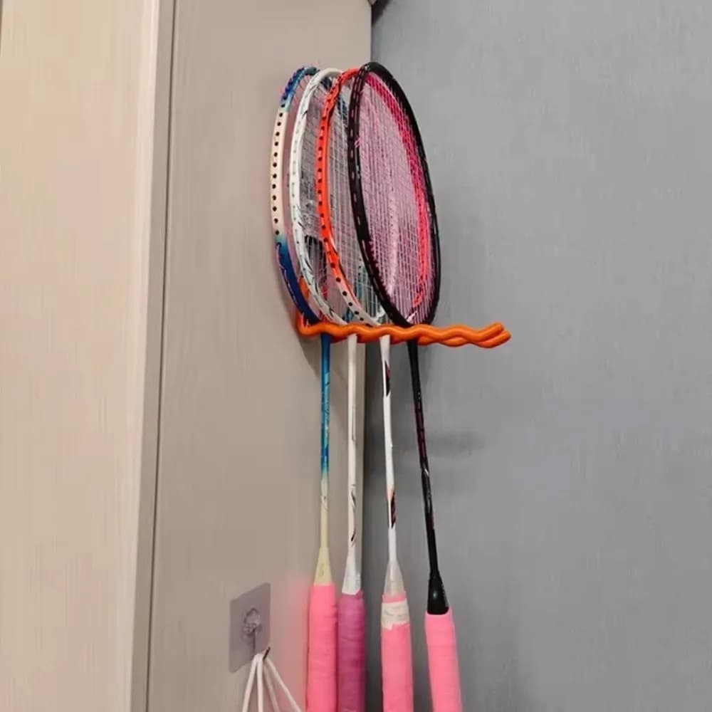 Wavy Shaped Wallet, Multi-Standard Carbon Steel Racket Holder, Tennis Rack Space Saving Organizer