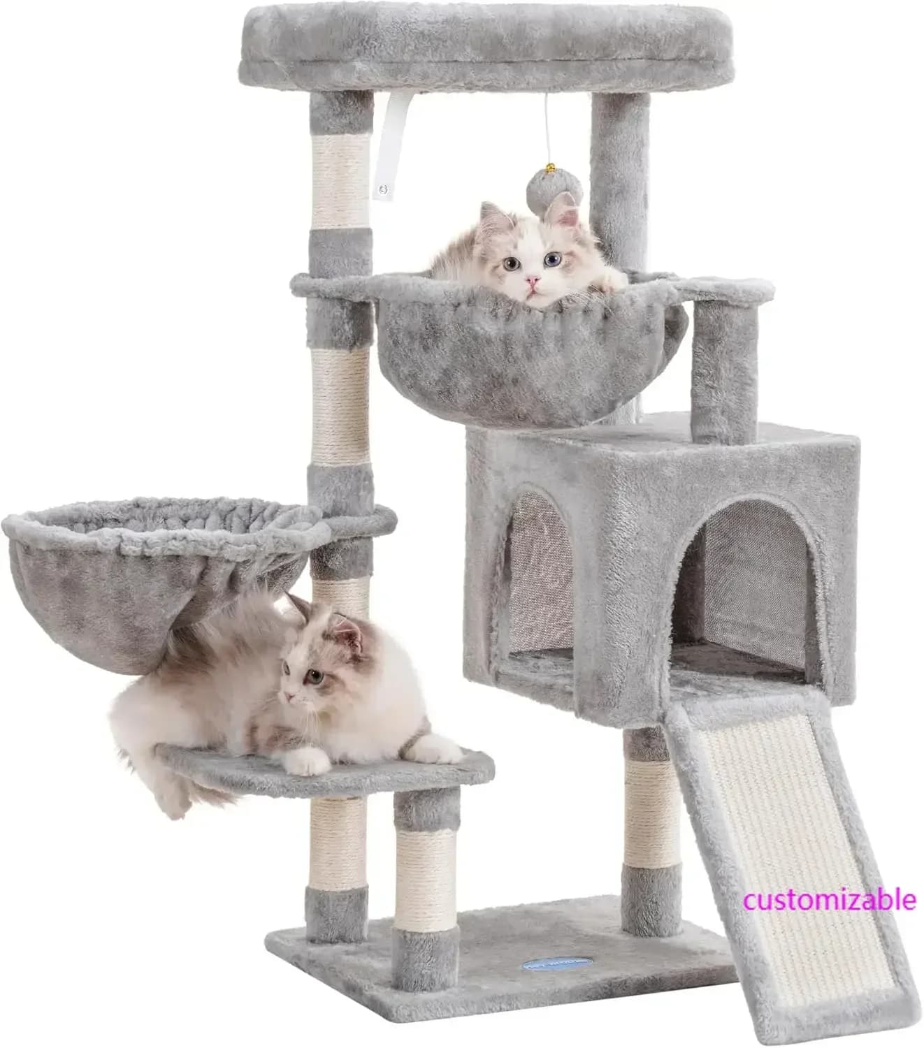Albero per Gatti, Torre per Gatti da Interno, Cuccia per Gatti con Ampio Letto Imbottito, Cuccia Accogliente, Amache, Tiragraffi in Sisal