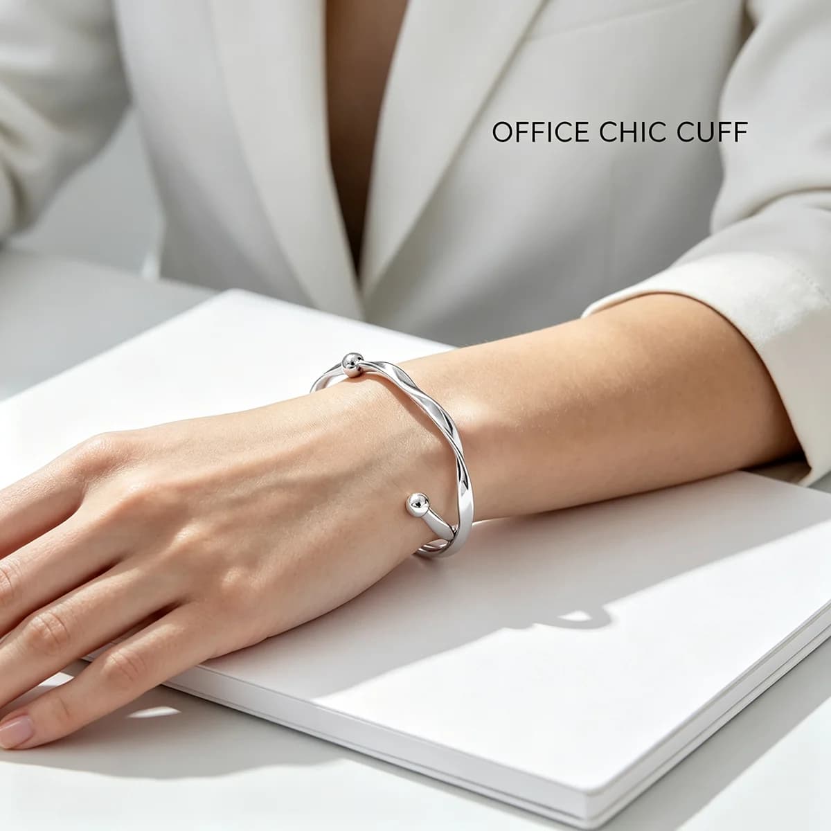 Minimalist Mobius Twist Cuff Bangle for Women, Chic Textured Open Adjustable Bracelet, Daily Wear Niche Design Jewelry, Mothers Day Birthday Gift for Her