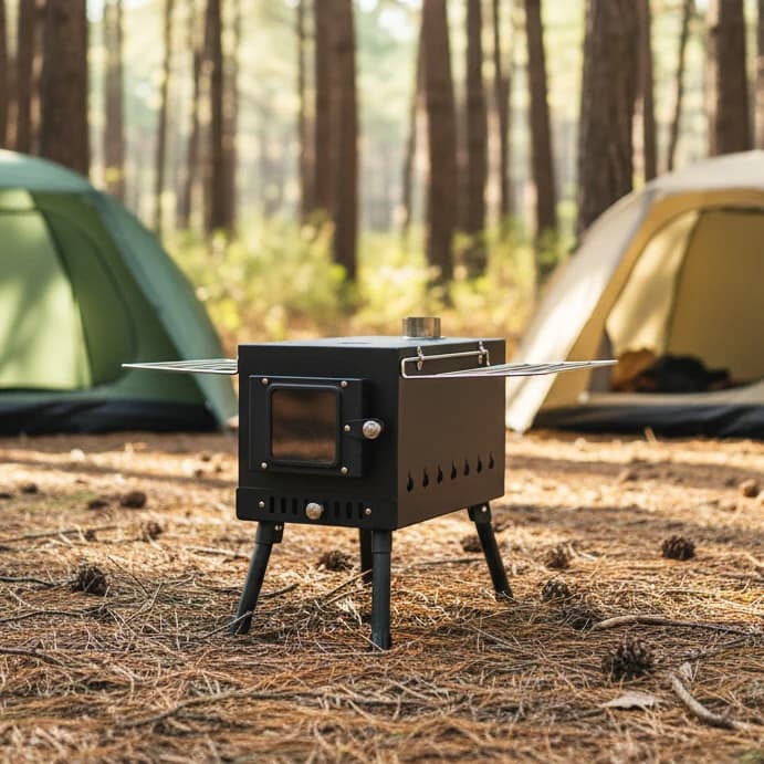 DH4022 Outdoor Carbon Steel Wood Burning Stove And Charcoal Camping Stove Folding For Outdoor Cooking