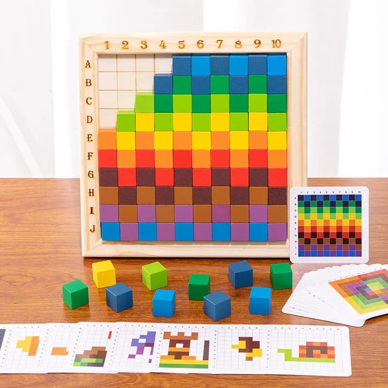 Blocchi di costruzione in legno Puzzle a mosaico Montessori Giocattoli puzzle per l'educazione precoce dei bambini