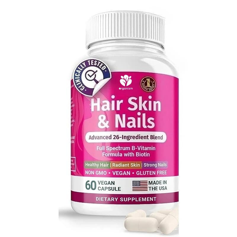 26 types of vitamin, mineral and herbal extracts: hair growth and nails, skin supplements support 60 vegan biotin capsules
