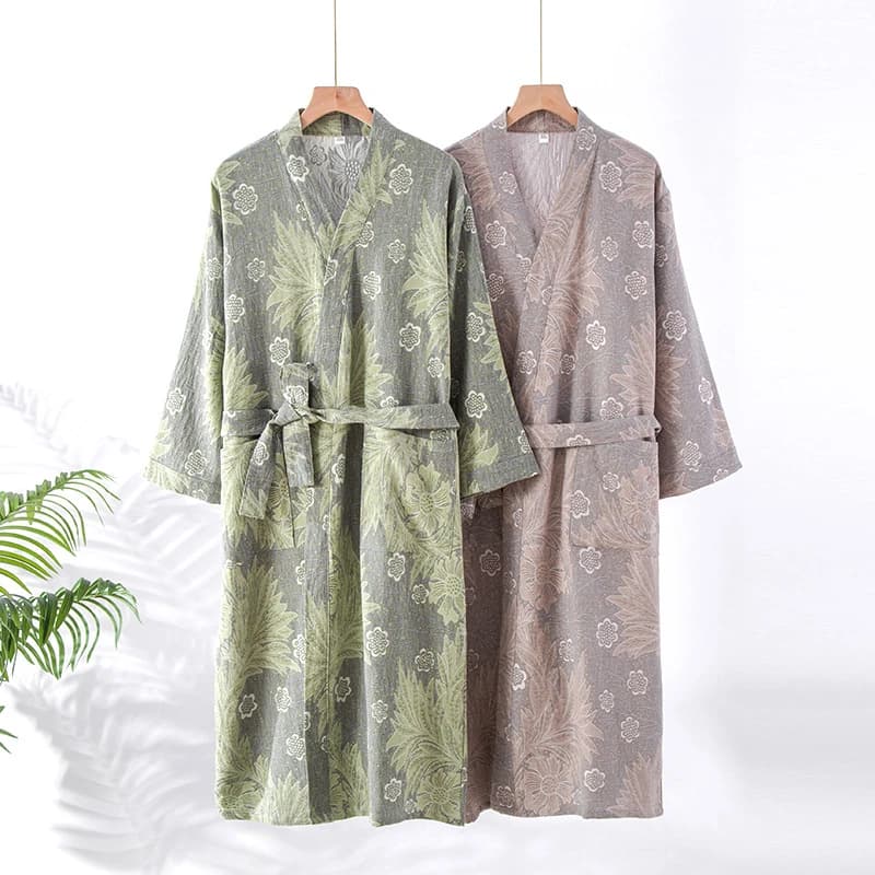 Indumenti da notte da donna Veste Primavera Autunno Nuovo Abito da casa in puro cotone Comodo Kimono Accappatoio Yukata Camicia da notte Stampa Hotel Vestaglie