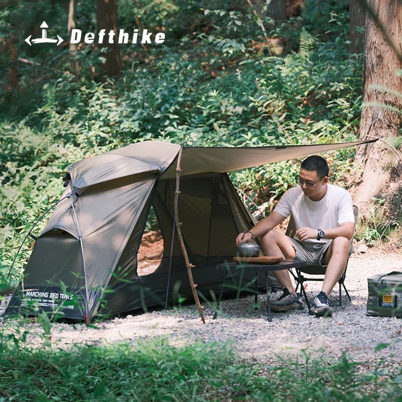 Defthike Camping Tent for Hiking, Waterproof, with Silver Coating for Solar Protection, Tent for 1 Person, Camping Equipment