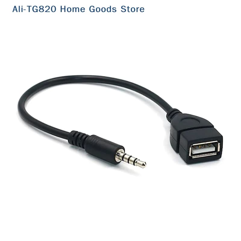 [TG820]Car MP3 Player Converter 3.5 mm Male AUX Audio Jack Plug To USB 2.0 Female Converter Cable Cord Adapte