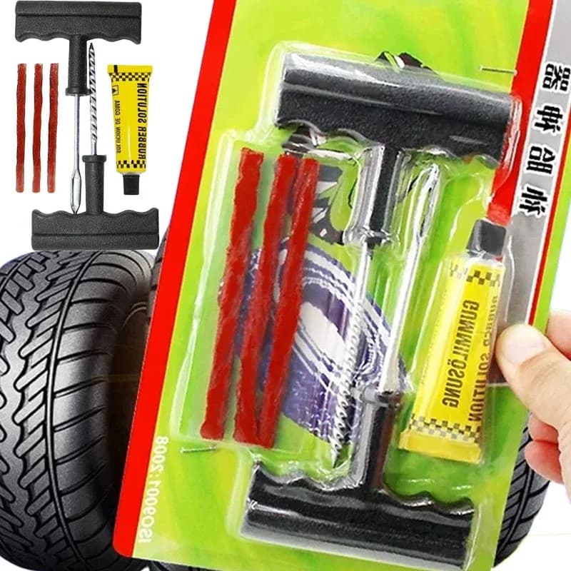 1-2Set Kit di strumenti di riparazione pneumatici per auto con strisce di gomma Tubeless Puntura per pneumatici Tappo per boccioli Strumento di riparazione pneumatici per camion per motociclette