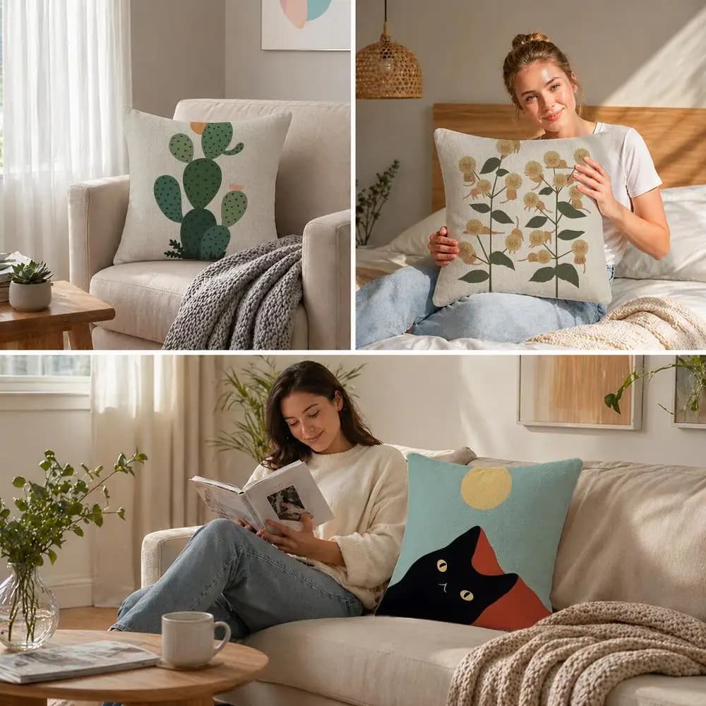 Set di fodere per cuscini L-Lim Heng Swee in lino naturale, decorazione completa per divano, camera da letto e sedia