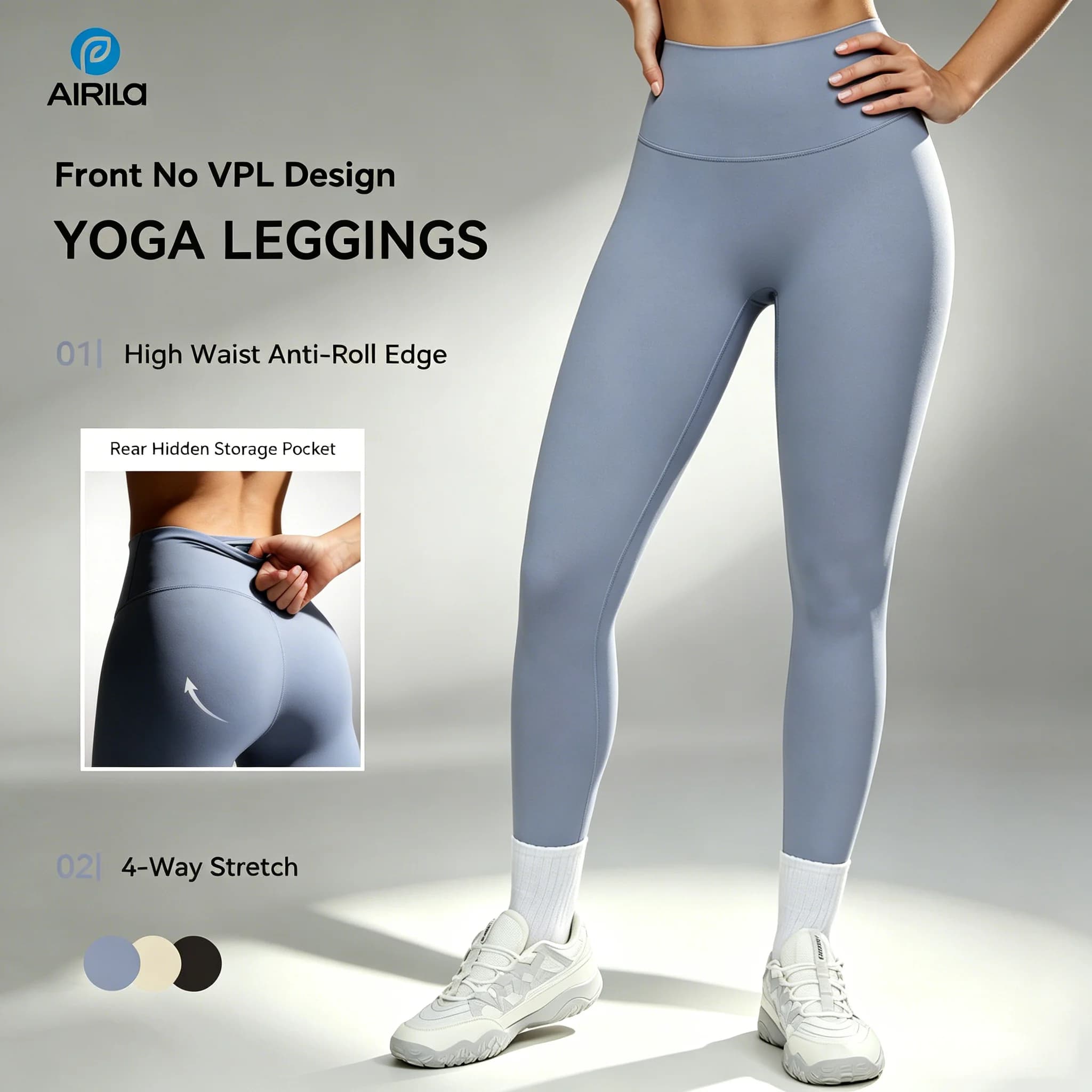 Leggings da Yoga e Pilates Airila 2026 per Donna, Vita Alta, Effetto Nudo, Push-up, Abbigliamento Sportivo Casual Modellante