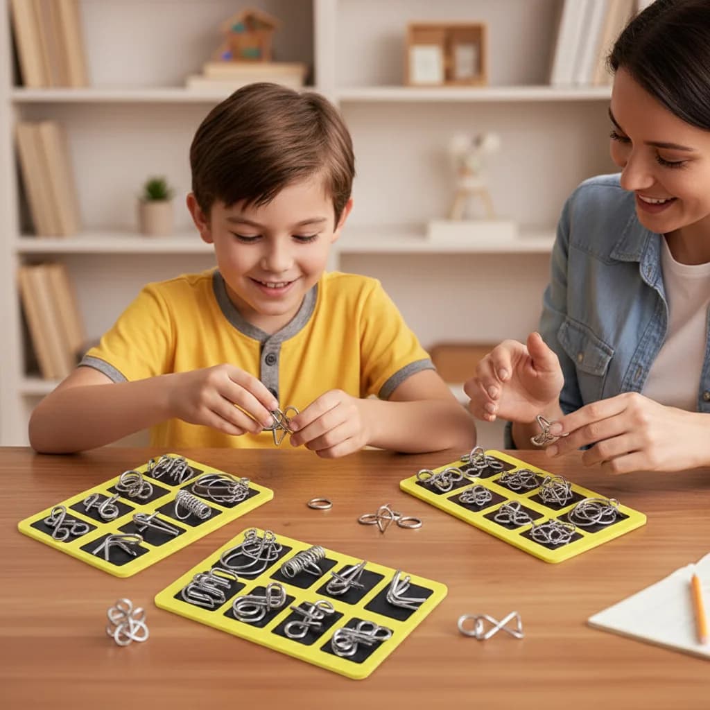 24Pcs Puzzle Unlocking Rings Set Iron Logic Toys for Kids Students Educational Traditional Design