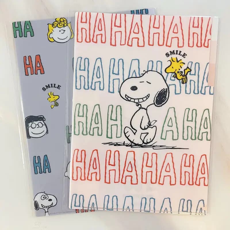 Kawaii Snoopy Character A4 3 Pockets L File Folder Cartoon Multilayer Document Organizer Student Paper Storage Office Stationery