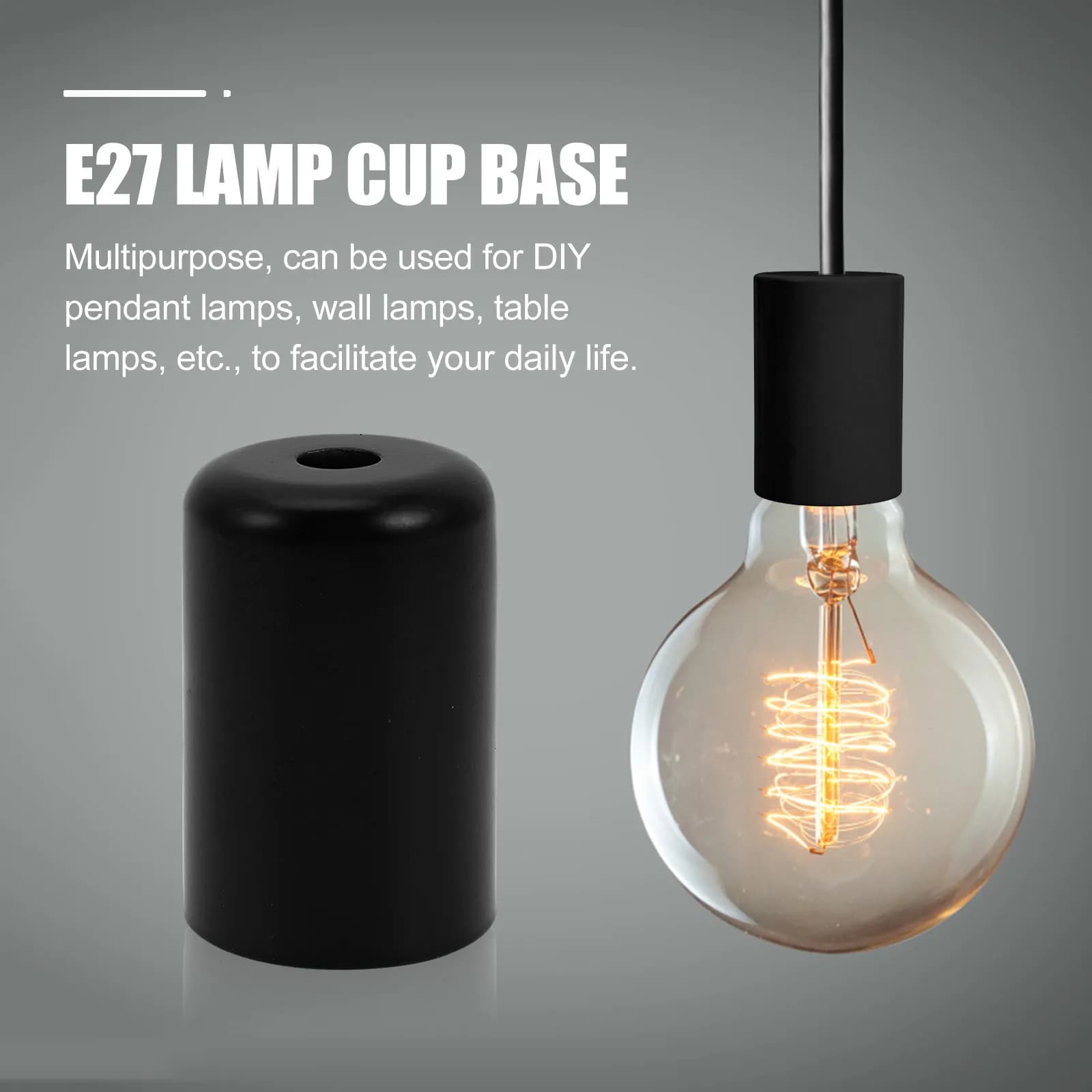 6Pcs E27 Lamp Base Cup Iron Art Metal Hanging Lamp Holder for Pendant Table Desk Lamps DIY Light Fixture Accessory Sturdy