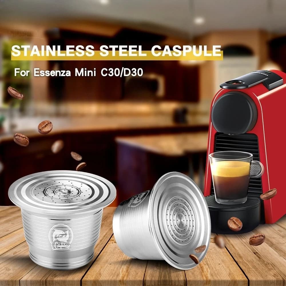 Reusable Coffee Capsule Stainless Steel Metal Refillable Coffee Pods for Nespresso Coffee Machine With Spoon & Brush