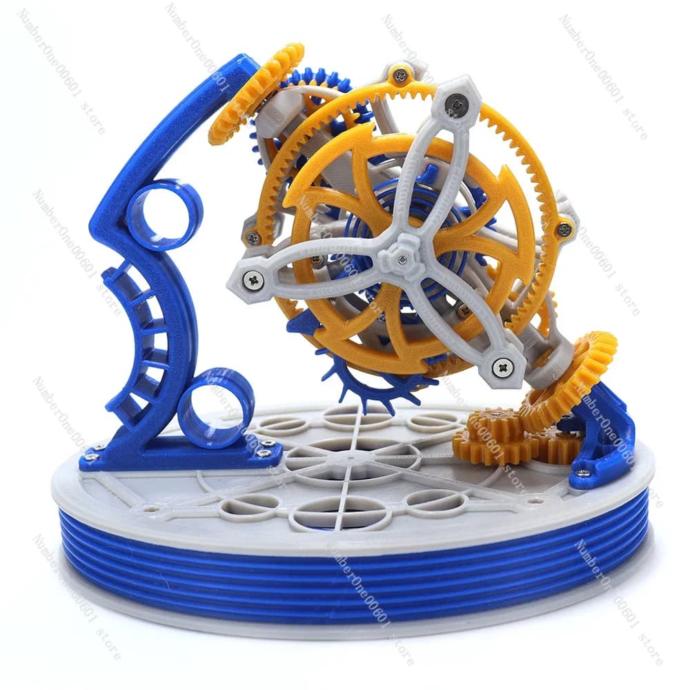 Doppio asse Tourbillon modello metallo molla potenza stampa 3D orologio a pendolo principio meccanico Desktop pendolo Gear Art