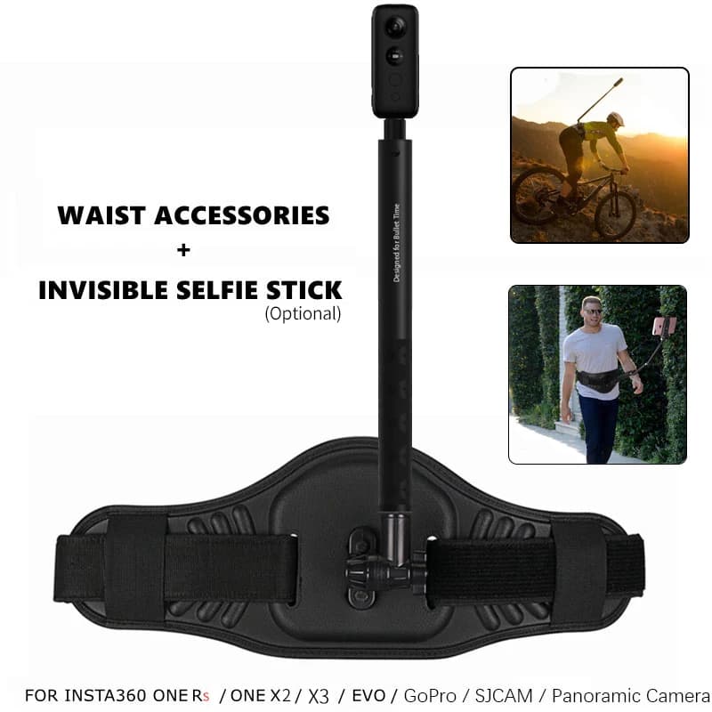 TUYU wearable belt support, invisible selfie stick for Insta360 X2 X3 X4 X5, back bar, panoramic accessories for DJI Osmo360