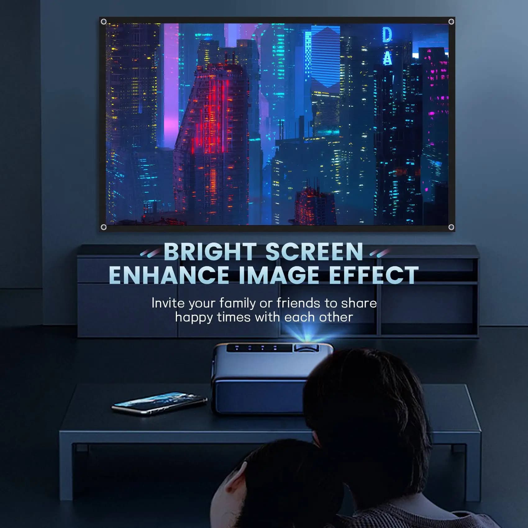 Schermo per proiettore portatile ABKM per home theater esterno HD bianco pieghevole anti-piega (60 pollici)