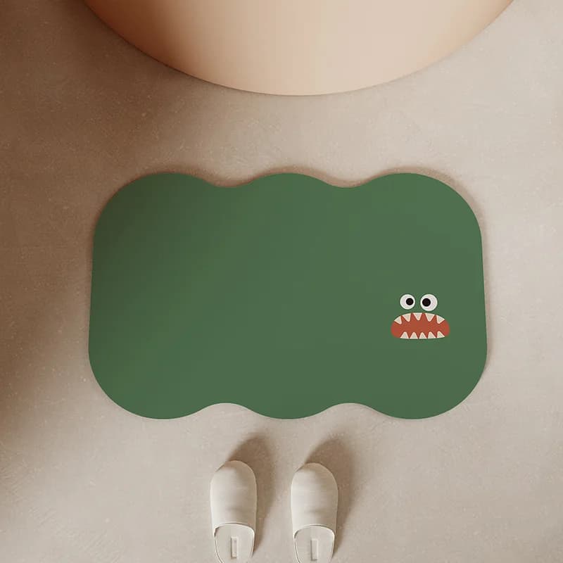 VIKAMA Tappeto semplice e divertente Tappetino antiscivolo assorbente per bagno Tappetino morbido a forma di fango diatomea Tappetino per piedi decorativo per la casa dei cartoni animati