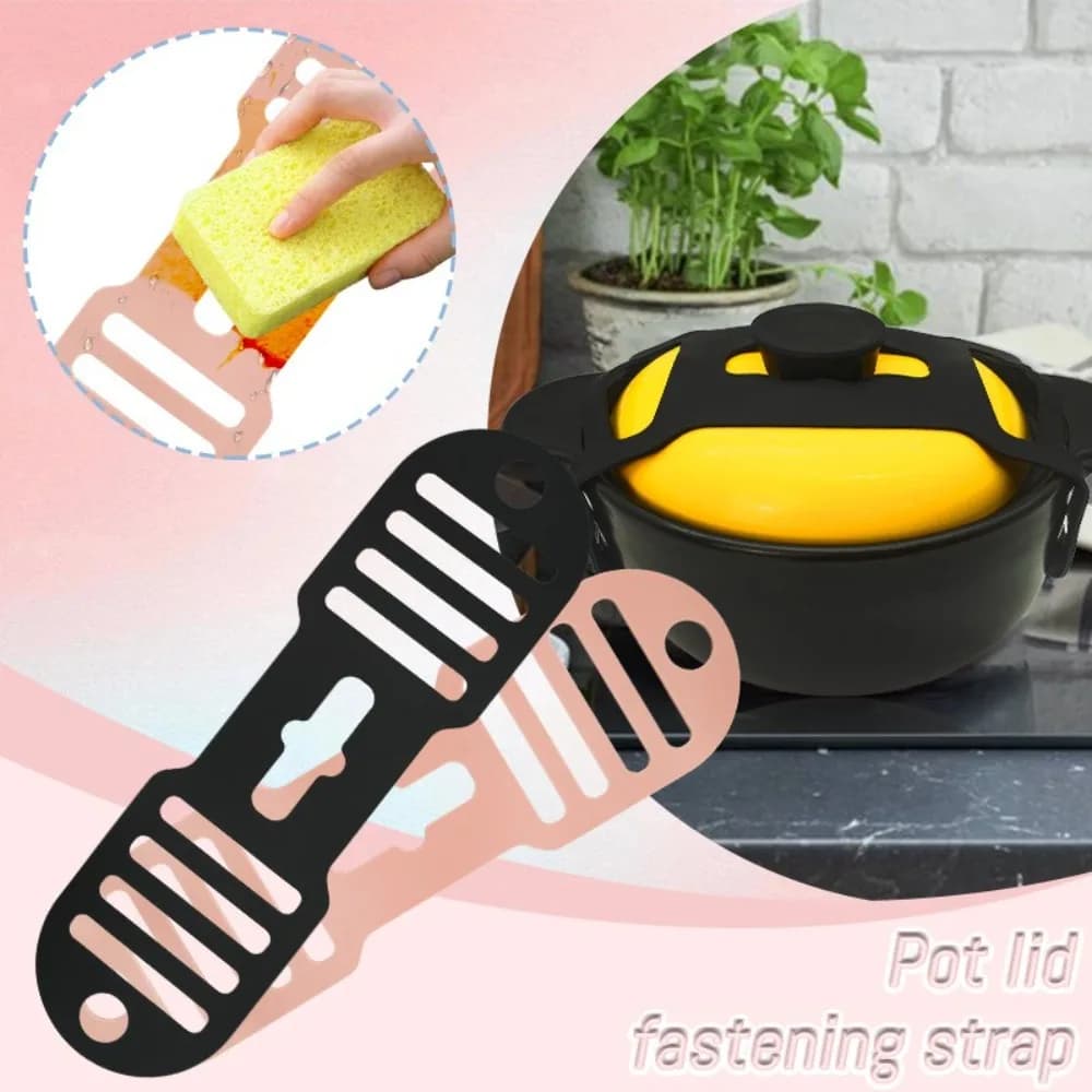 Universal Silicone Pot Cover Fixing Belt Heat Resistant Reusable Cover Closure Belt Tool for Table With Elastic Sprinkler
