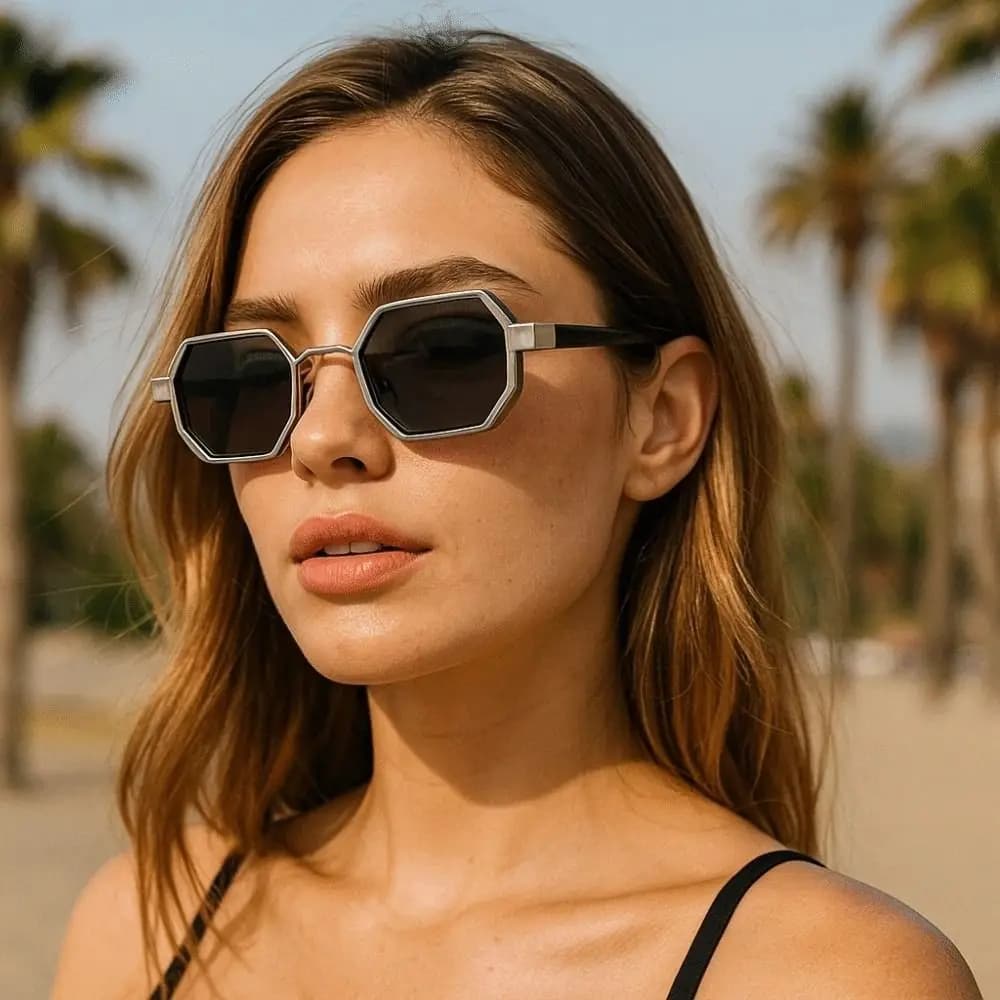 Lightweight Double-bar Square Sunnies Gradient Sunshade Eyewear Unisex Polarizing Lens Sunglasses Decorative HD Anti-UV Glasses