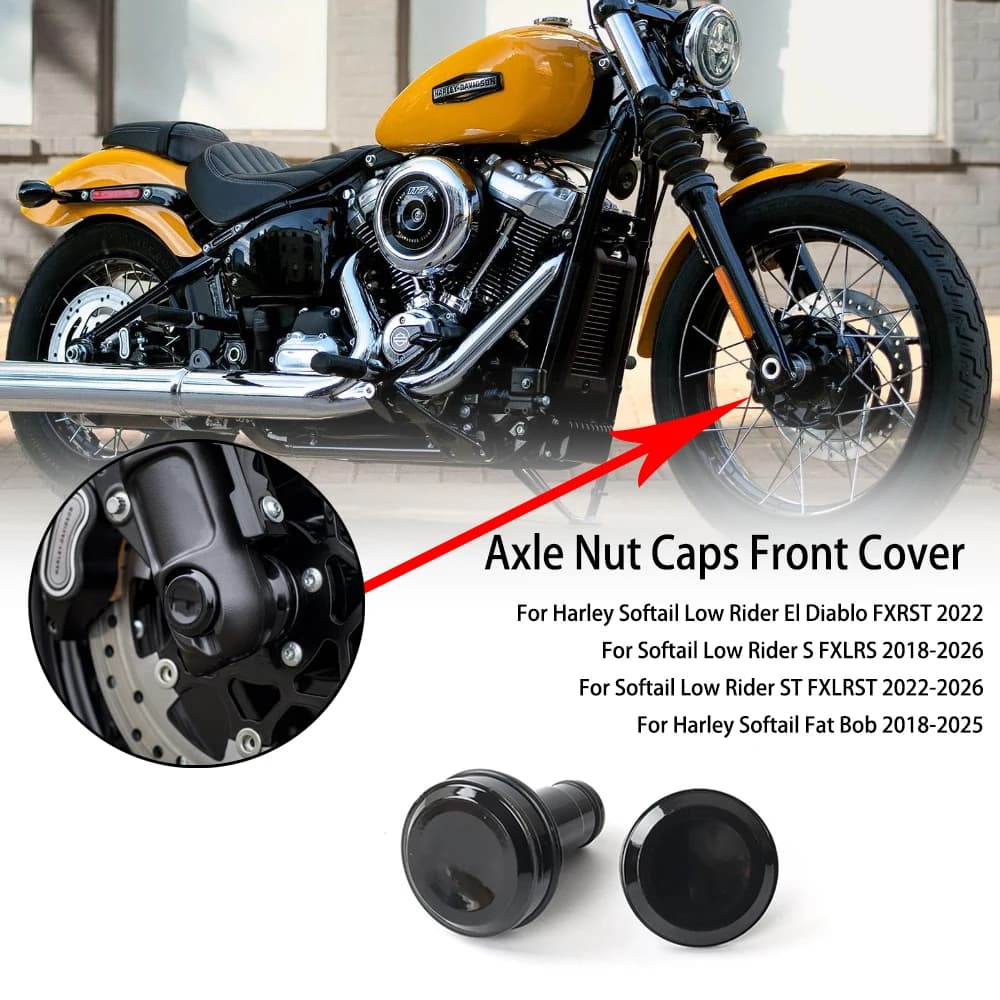 Nuovo Stile Coprimozzo Decorativo per Asse Anteriore Moto Harley Softail Fat Bob 2018-2025 Low Rider ST 2022-2026 2025