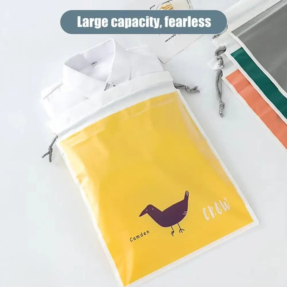 Double Layer Waterproof Drawstring Bag Cartoon Design Waterproof Material Travel Organizer Drawstring Closure Laundry Pouch