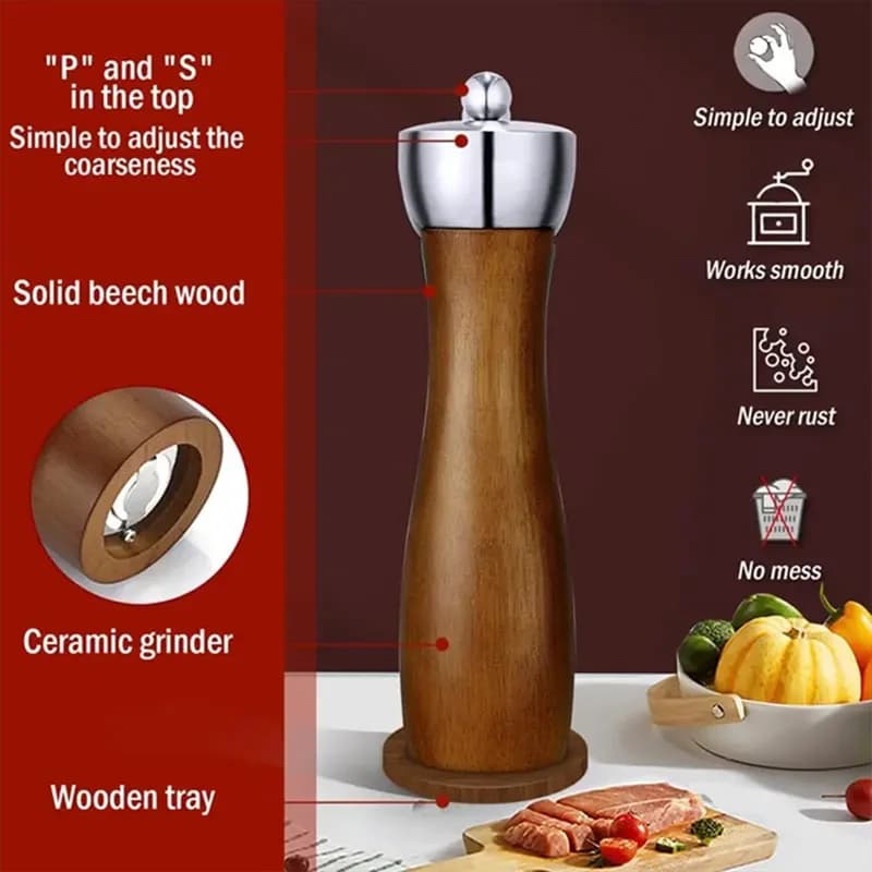 B62B-Shaker Macinapepe manuale per sale e pepe Set macinapepe con testa in acciaio inossidabile 304 Macinaspezie per fornello domestico