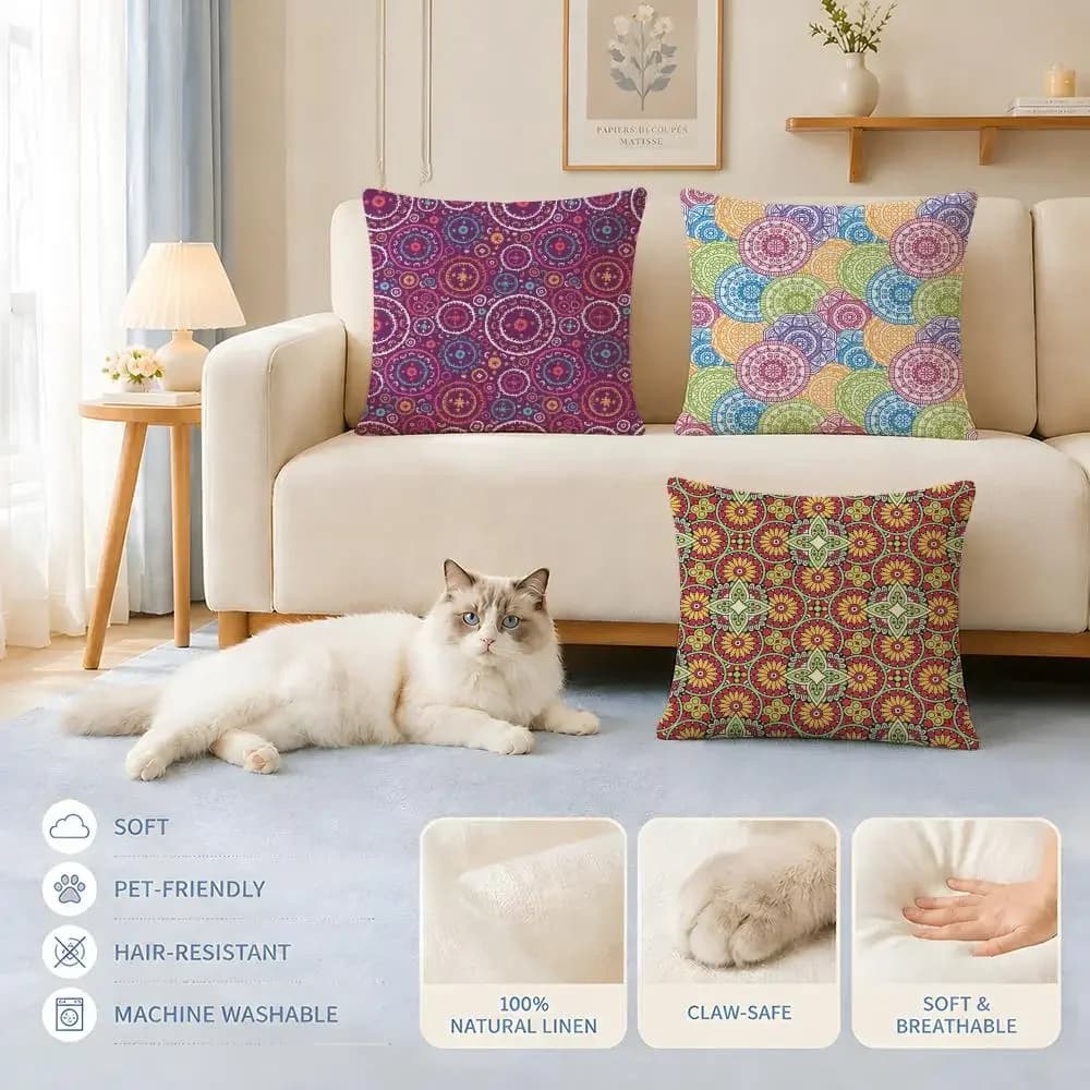 Fodere per cuscini Divano Adatte a cani e gatti Motivi etnici indiani Federe decorative per sedie 45x45 40x40
