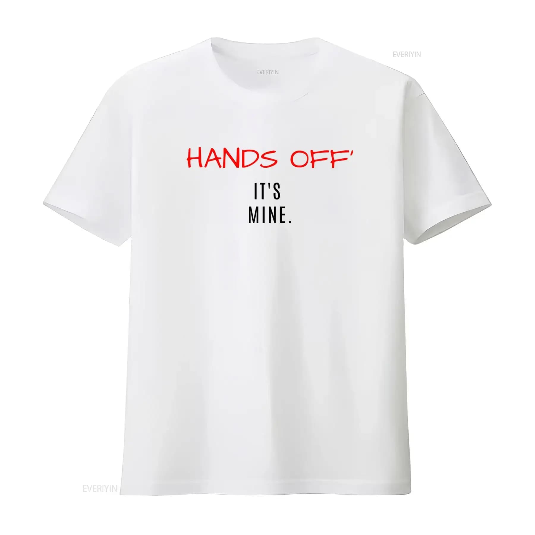 T-shirt da fidanzato divertente con meme 'Hands Off It's Mine' per San Valentino, vintage, lavata, elegante, morbida, elasticizzata, unisex