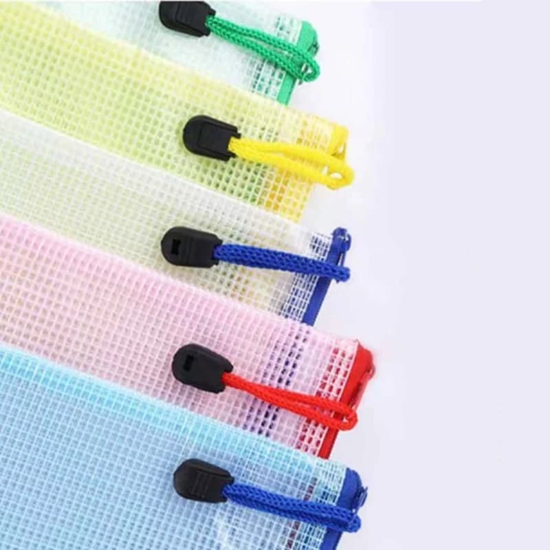 Borsa per documenti A4/A5/A6 addensata da 5 pezzi con cerniera Griglia trasparente in PVC Cartella di file per forniture per ufficio di cancelleria di grande capacità