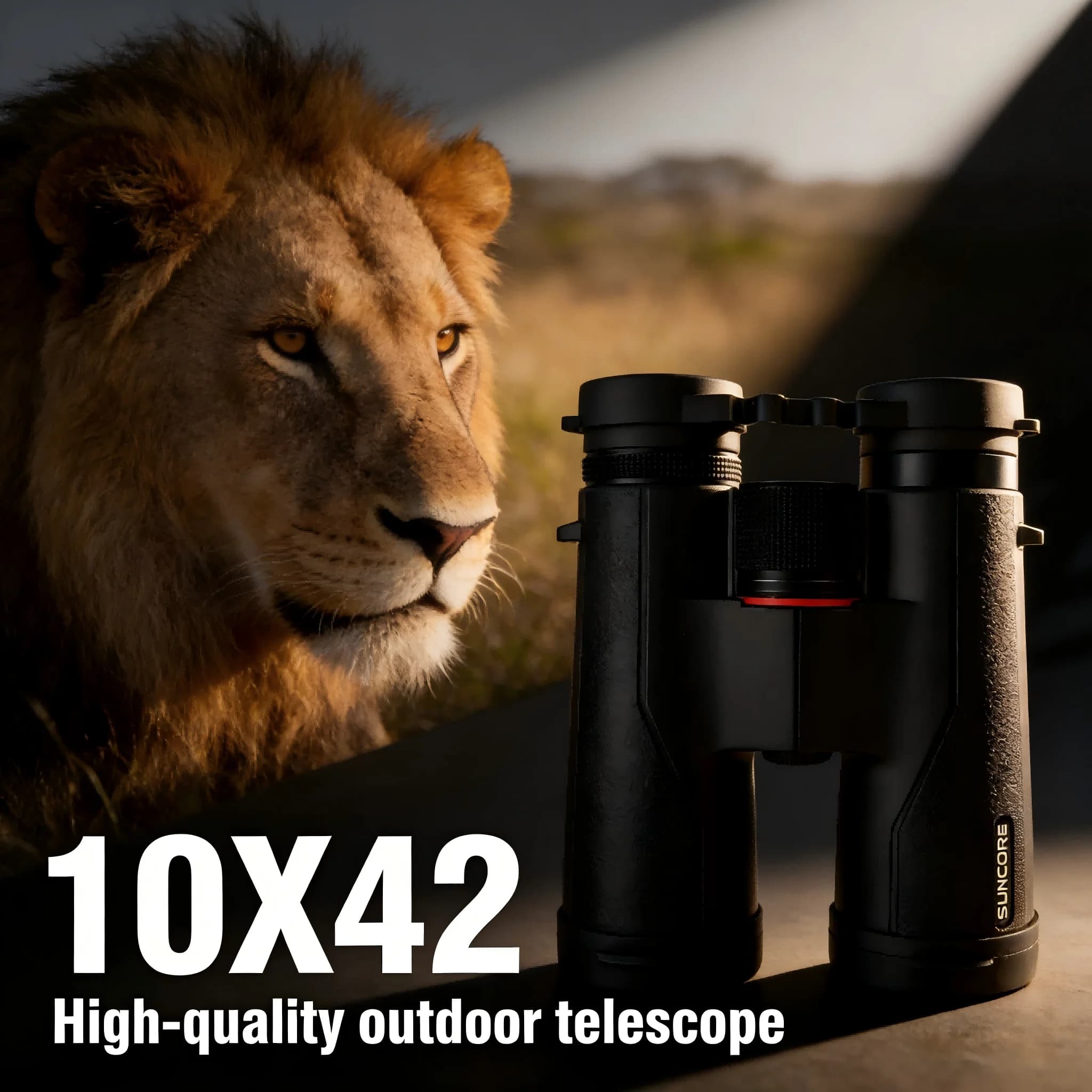 Binocolo HD 10x42 per Adulti, Prisma BAK4 con Treppiede e Adattatore per Telefono, Compatto per Birdwatching e Caccia