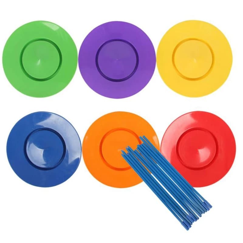 MOMO 6 Set Piatto rotante in plastica Giocoleria Puntelli Strumenti per prestazioni Bambini Bambini che praticano Abilità di equilibrio Giocattolo Casa all'aperto