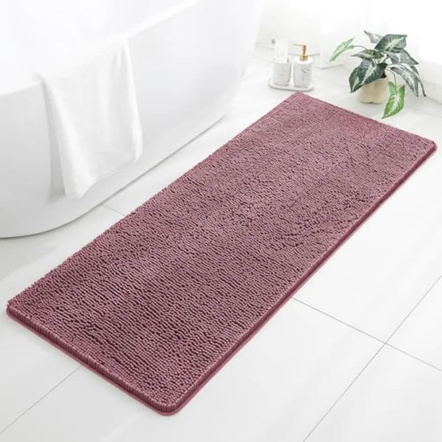 Tappeti da Bagno - Tappetino Lungo in Ciniglia Antiscivolo - Assorbente, Lavabile, Morbido, Decorativo per Doccia, Lavabo, Vasca, Pavimento, Casa