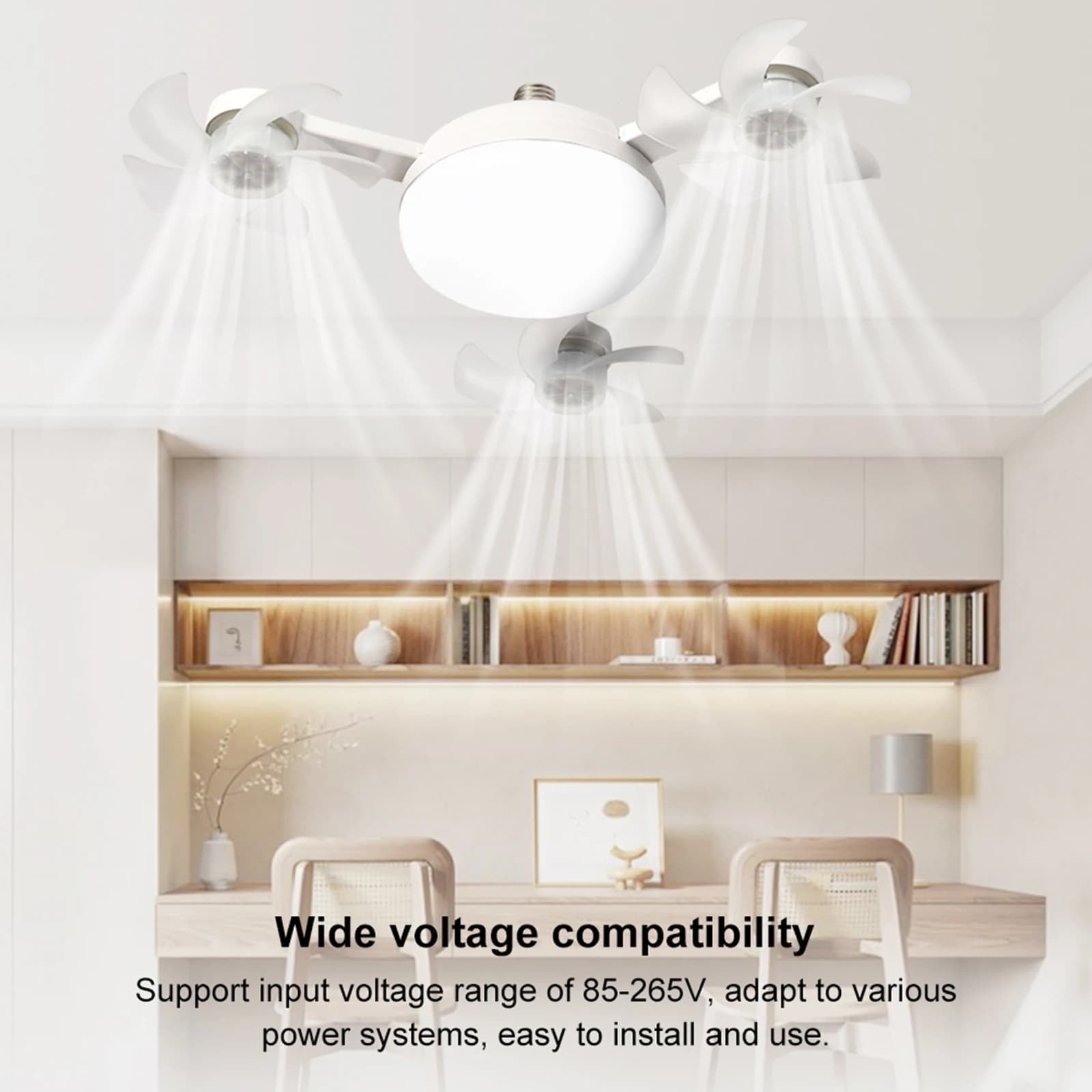 2in1 E26/E27 Screw in Ceiling Fan Light Dimmable Socket Light Bulb Fans LED Drone Ceiling Fan Lights with Remote Quiet Fanlight