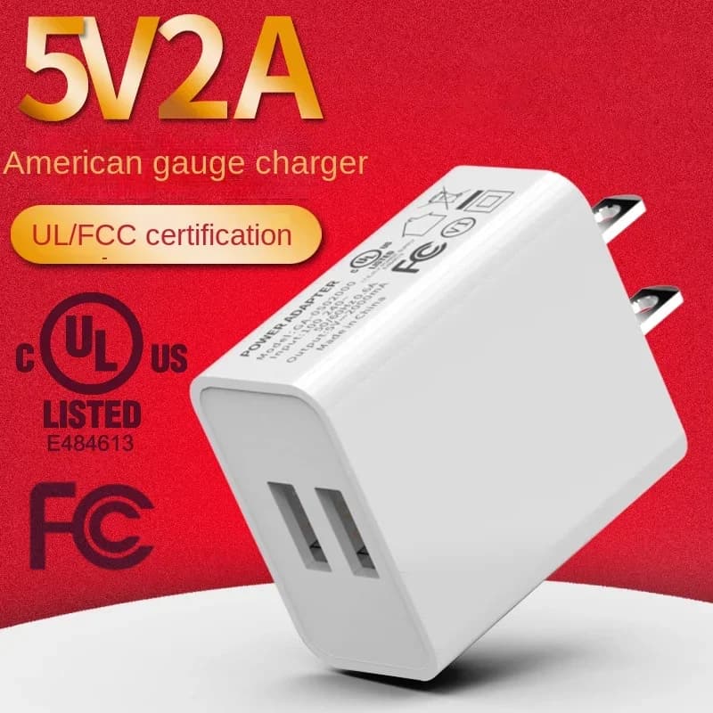 Adattatore di alimentazione doppia porta di ricarica USB con spina americana 5V 2A per caricabatterie rapido da parete da viaggio a casa per telefono cellulare Iphone Huawei Xiaomi Tablet