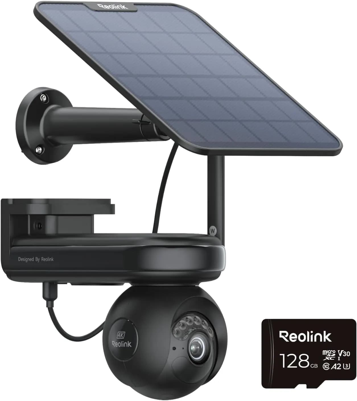 4K Solar Wireless Outdoor Security Cameras with 128GB SD Card, 500-Day Battery Life, Night Vision, 360° Pan Tilt Auto Tracking, Dual-Band WiFi 6 - Black