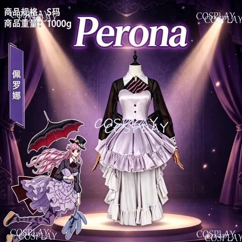 Perona Cosplay Anime Pirate Novel HEROINES Kawaii Retro Palace Style Light Pinkish Purple Cake Dress Classic Lolita Halloween