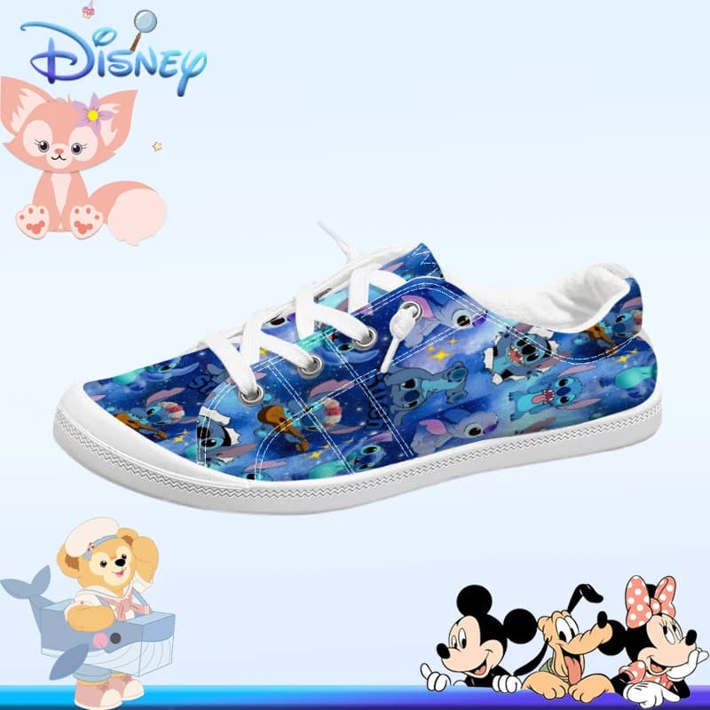 Women's Low Shoes with Print Disney Lilo & Stitch Angel, Breathable Blue Galaxy