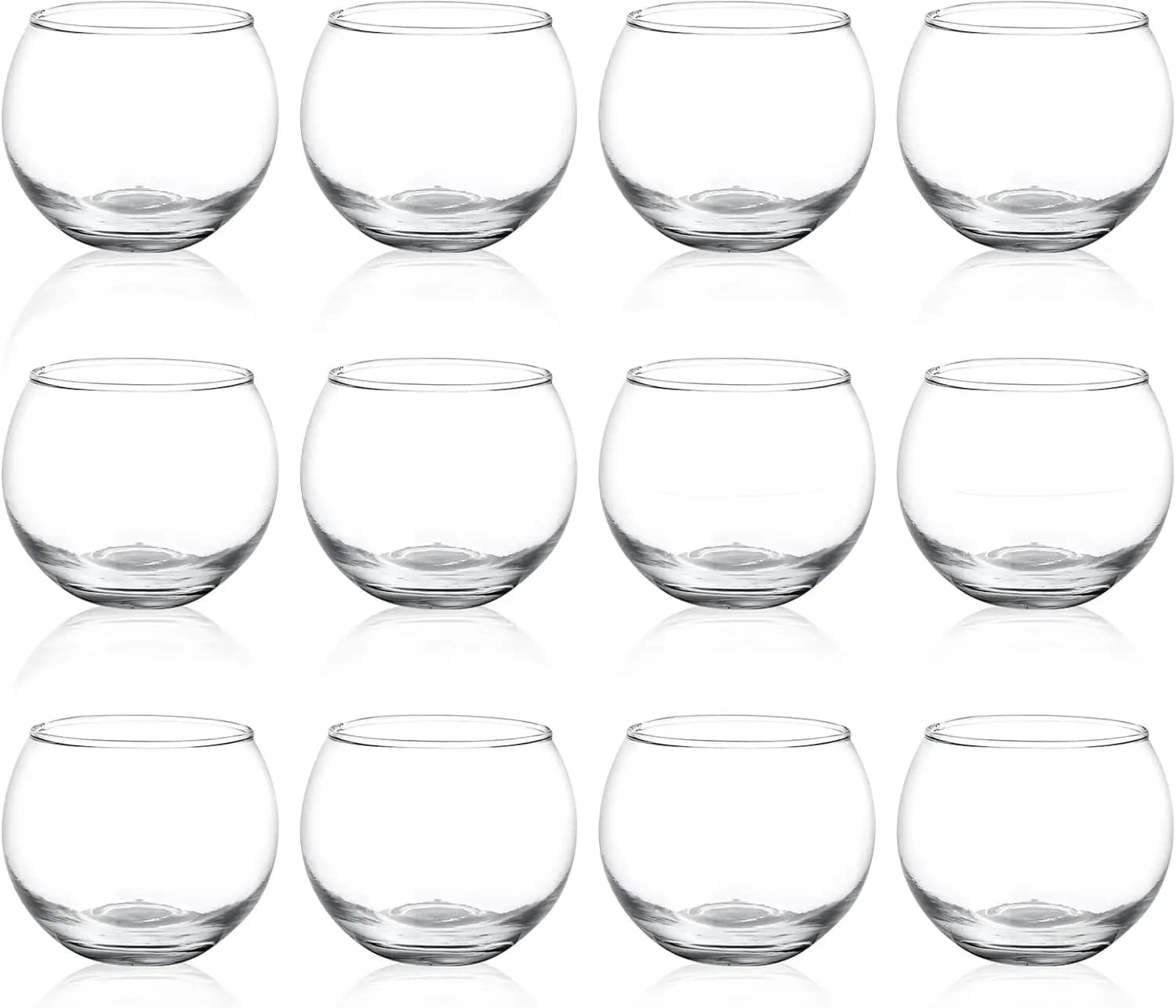 Set di 12 Portacandele in Vetro Trasparente, Ciotole Rotonde per Candele Votive, Piccoli Portacandele per Centrotavola Matrimoniali e Decorazioni Casa