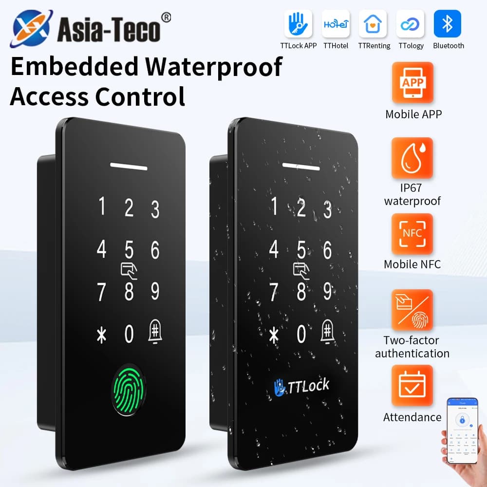 Sistema di Sicurezza Domestica Integrato, App TTLOCK Intelligente, Macchina per Controllo Accessi con Impronta Digitale Impermeabile, Pannello Fai-da-Te, Lettore di Carte RFID IC NFC