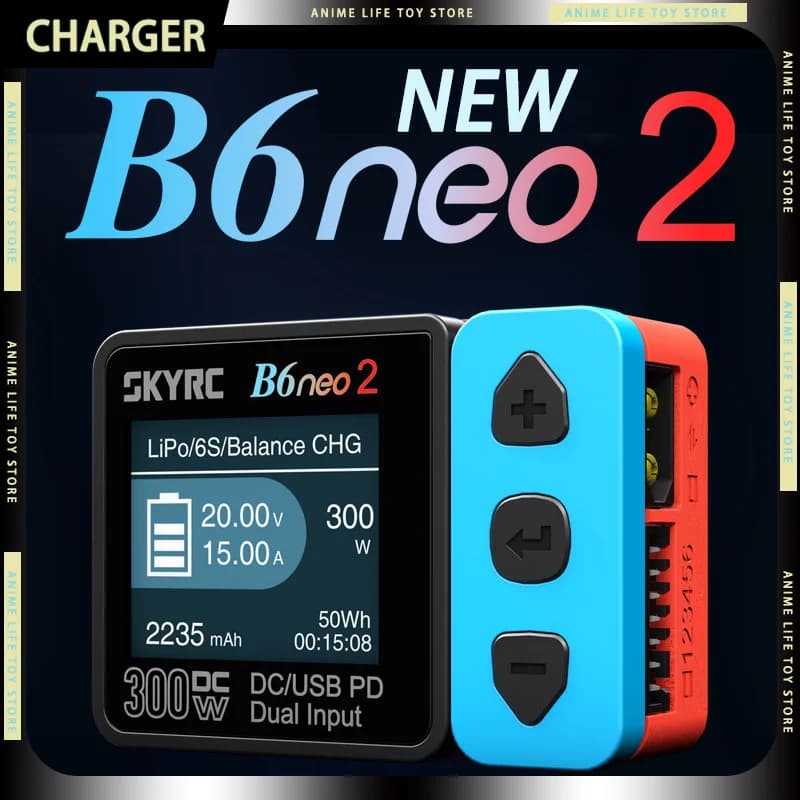 Caricabatterie RC SKYRC B6neo 2 300W XT60 Smart Balance DC / PD a doppio ingresso per batterie Lipo 6S, per droni, auto RC, modellini di aerei, idea regalo