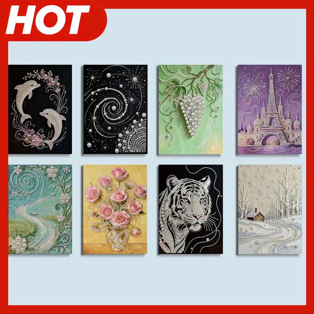 Kit Artistici Fai-da-Te per Pittura con Perle, Decorazione Murale, Dipinti con Perle e Gemme, Arte e Artigianato con Cornice 30x40cm