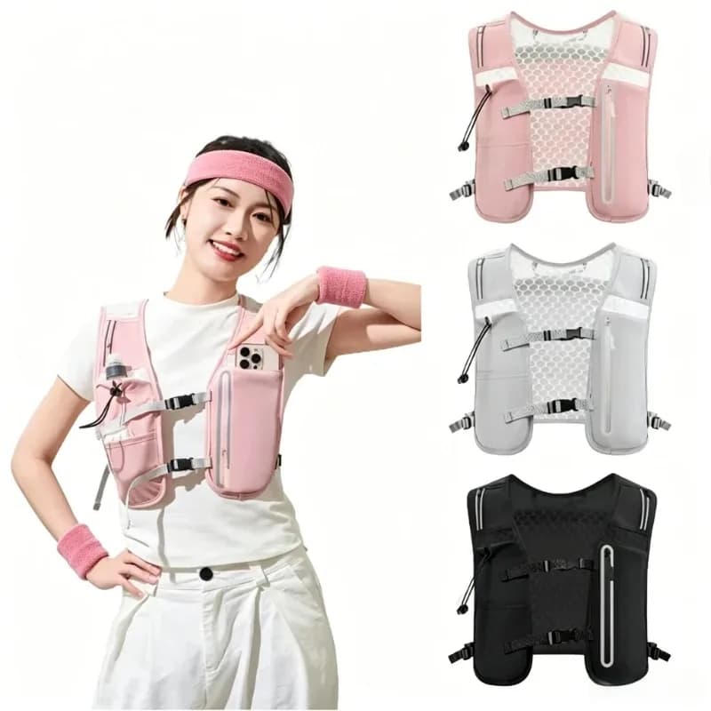 Ultralight Breathable Hydration Vest Reflective Safety Running Vest for Men Women Adjustable Cycling Hiking Marathon Backpack