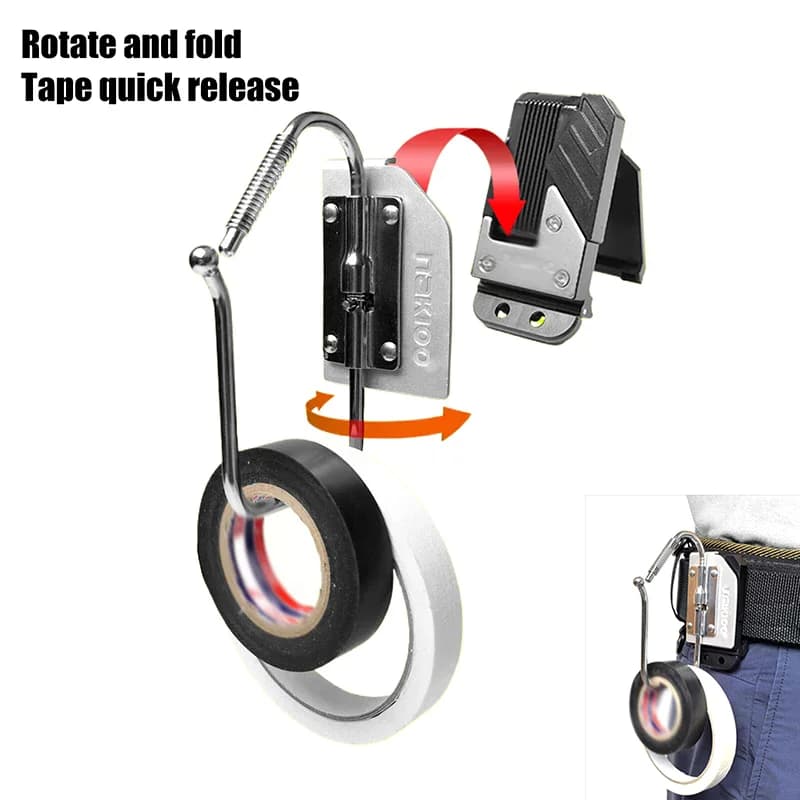 Electrician's Quick-Fold Tool Hanger – Belt-Mounted Hook for Tape Roll & Tools, Universal Organizer for Hands-Free Work